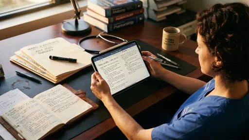 Person reading article on handheld device
